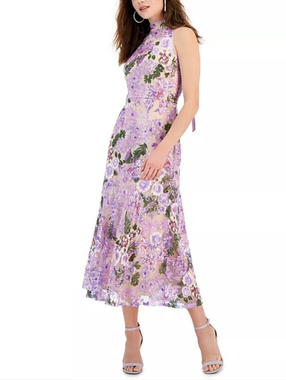Sam Edelman Floral Lace Sequined Midi Dress Size 2 NWT Romantic Fairy Whimsical